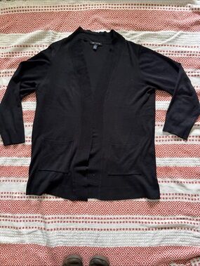 Lane Bryant Black Open-Front Long Cardigan